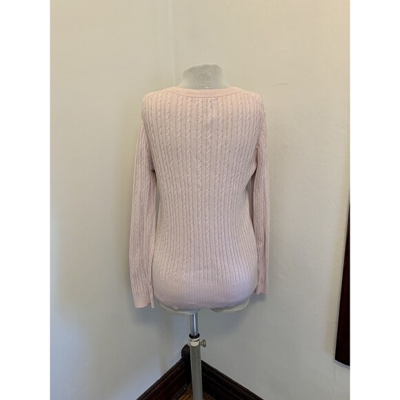 VTG y2k 2000s Tommy Hilfiger Baby Pink Cable Knit V-Neck Sweater Preppy Playboy - Picture 7 of 11